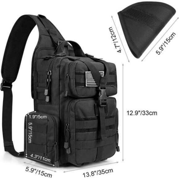 Tactical Sling Bag EDC Backpack Military Shoulder Pack Water Resistant Molle - Picture 2 of 7